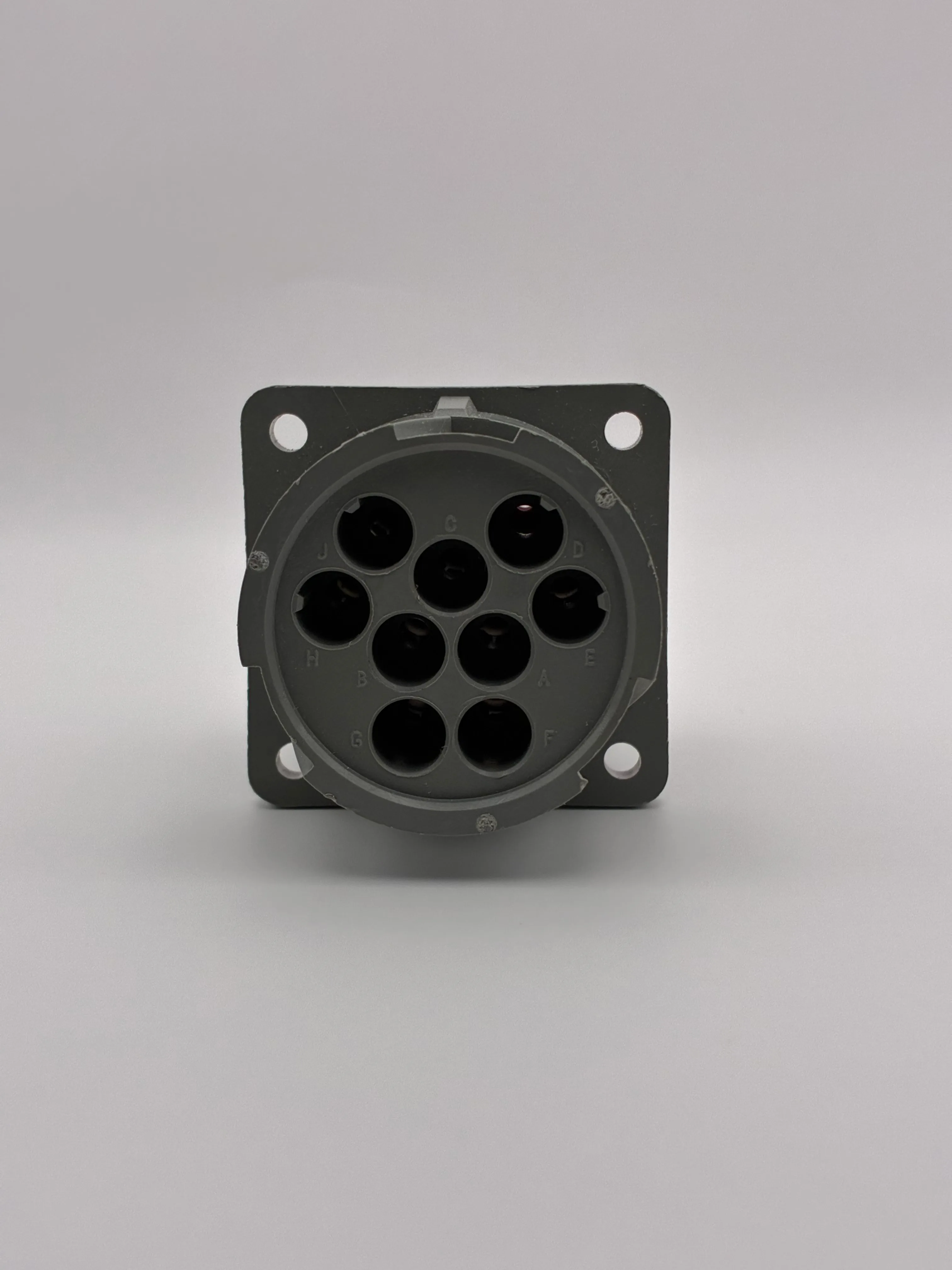 Rear wire-entry side of the Deutsch HD10-9-16P receptacle