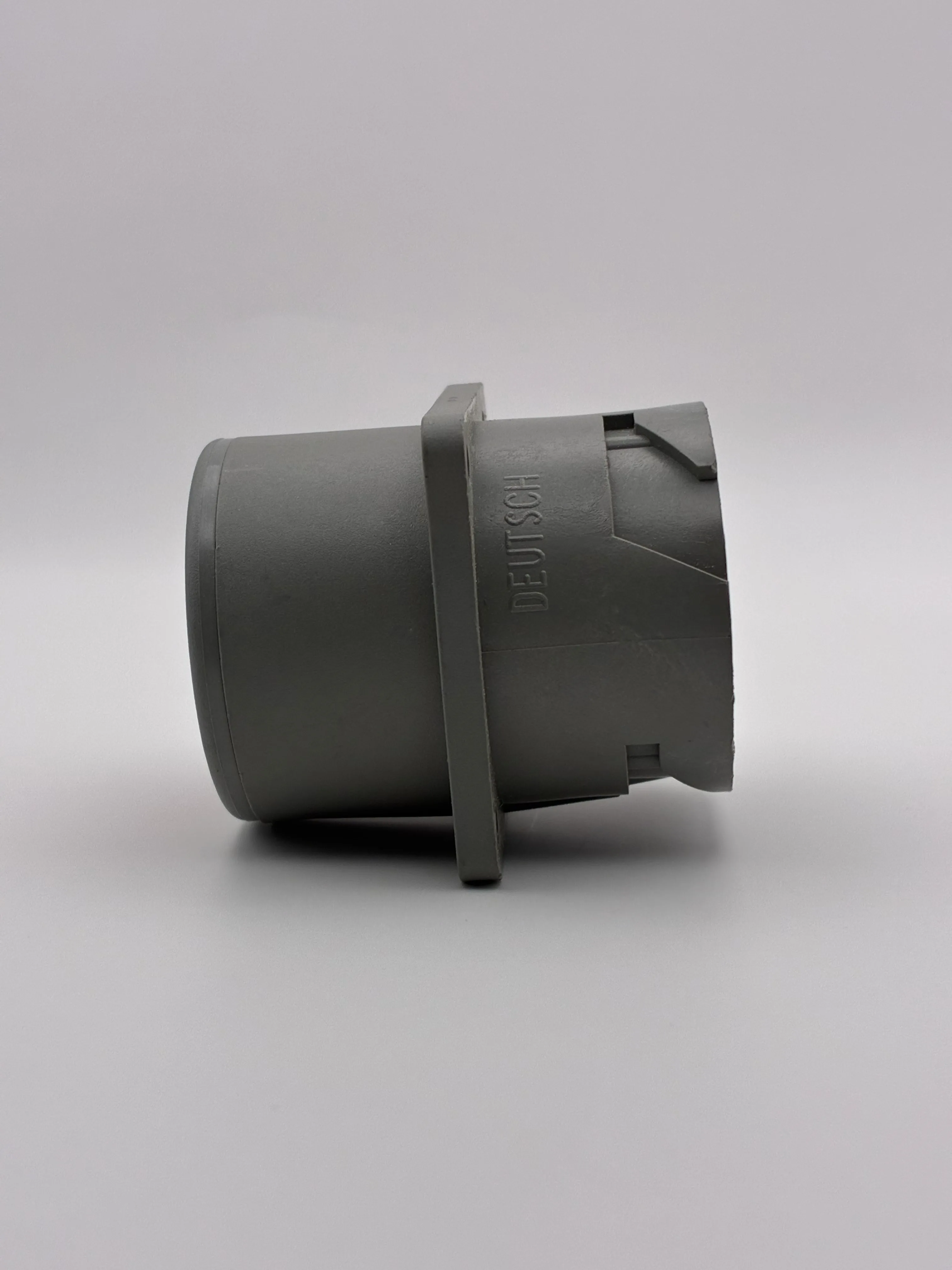 Side view of the Deutsch HD10-9-16P showing the mounting flange